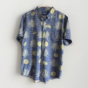 Chubbies Shirt Mens Large Blue Pineapple Lime Print Button Up Short Sleeve